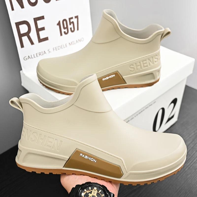 Fashion New Winter Men Cotton Rain Boots Waterproof Rubber Ankle Boot Outdoor Casual Mans Fishing Shoe Hiking Couple's Shoes Main Push