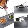 Benepaw Stainless Steel Double Dog Bowl With Silicone Mat Nontoxic Nonslip No Spill Pet Water Food Bowl Cat Puppy Feed Drinking