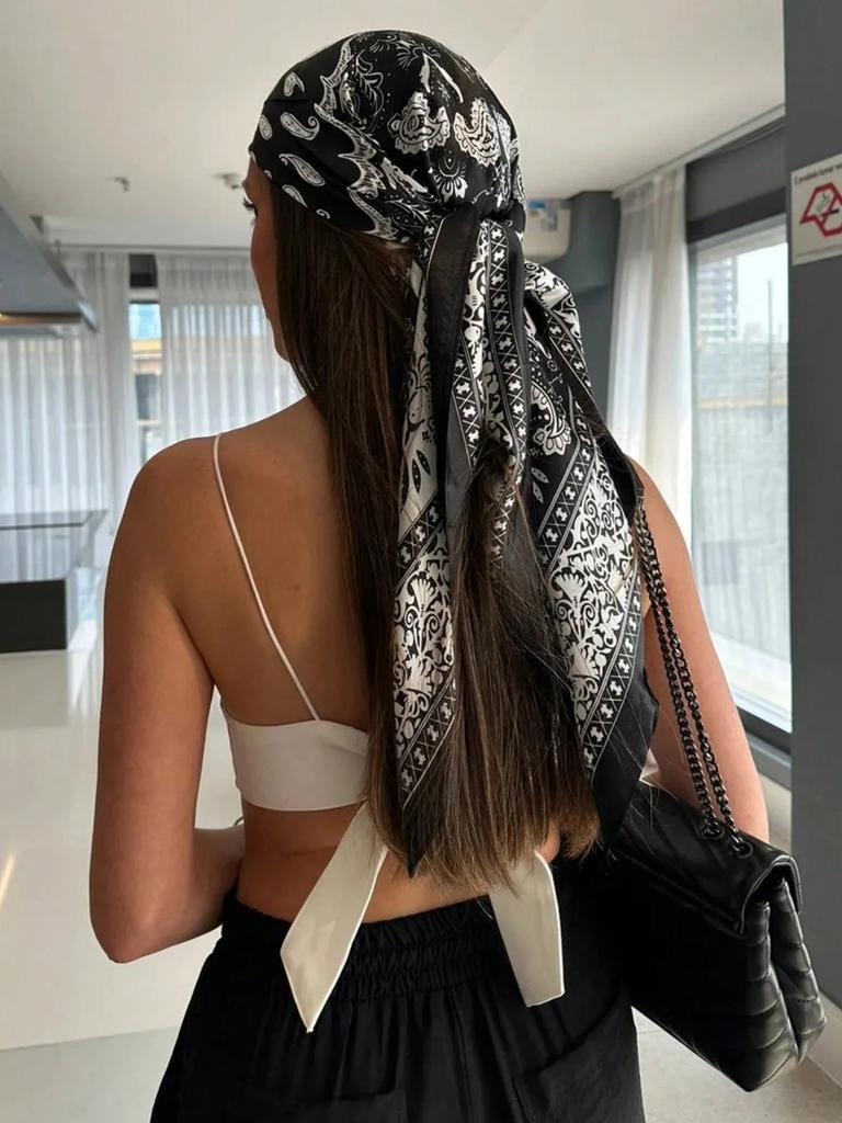 Fashion Square Silk Scarf Women Luxury Beach Satin Print Hijab Scarves Pareo Bandana Female Shawl Wrap Headband Foulard 90*90cm
