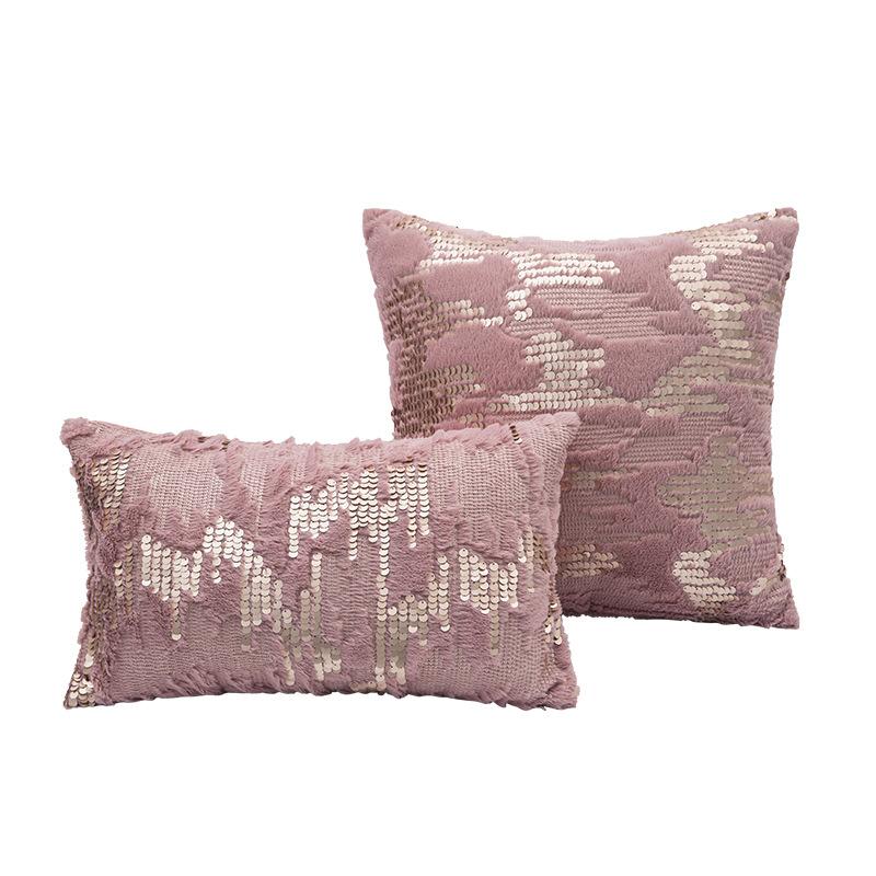 PV Velvet Sequin Embroidered Pillowcase French Light Luxury Metropolitan Pillow Home Living Room Sofa Decoration Pillow Waist Pillow Case