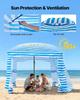 Beach Cabana, 1.83 x 1.83 m Beach Canopy with Side Wall, UPF 50+ Protection Easy Setup Cabana Tent with Sand Pockets, Portable Shade Sun Shelter