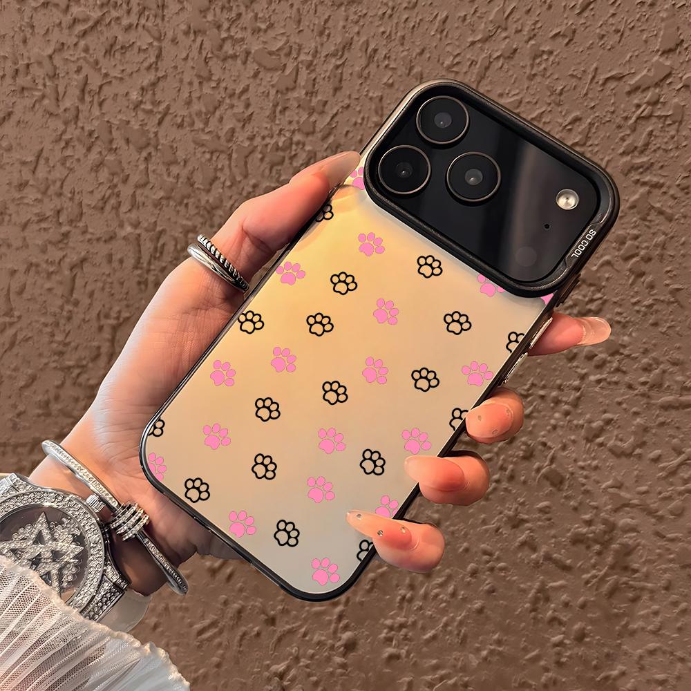 Cute Dog Paws Pattern Phone Case For iPhone 17 16 15 14 13 12 11 Pro Max Air Matte Laser Aurora Shockproof Funda
