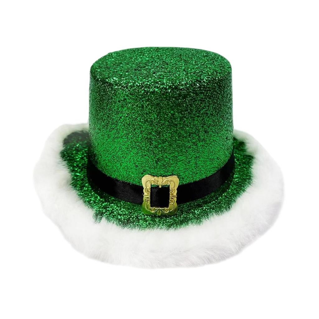 Xmas Hat Plush Trim Christmas Top Hat Party Prop Creative Headwear Unisex Decorative Cap for Role Play and Holiday Events