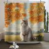 Fall Forest Natural Scene Shower Curtain for Bathroom Autumn Maple Tree Plants Rural Landscape Pumpkin Waterproof Shower Curtain