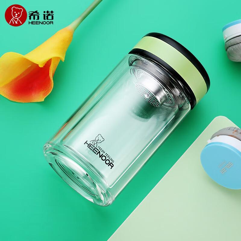 Zhi Shi Portable Double-Layer Glass Tea Cup with Lid