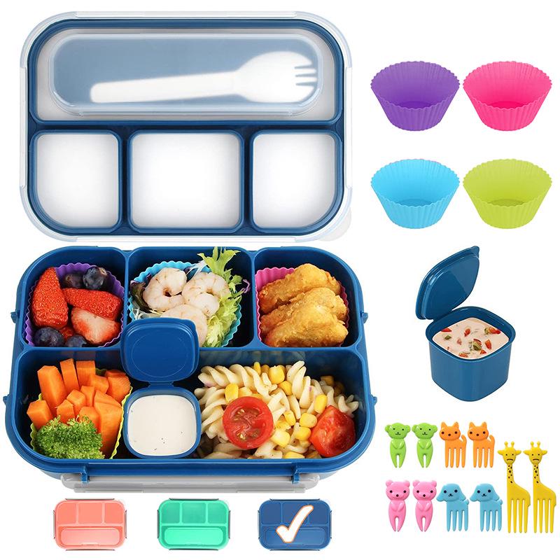 Set da 16 pezzi di portapranzo bento in plastica per studenti con scomparti adatti al microonde e stuzzicadenti per frutta