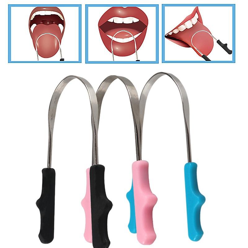 Stainless Steel Tongue Mouth Cleaner Scraper Stainless Steel For Bad Breath Cleaning Coated Tongue Oral Dental Hygiene Care Tool