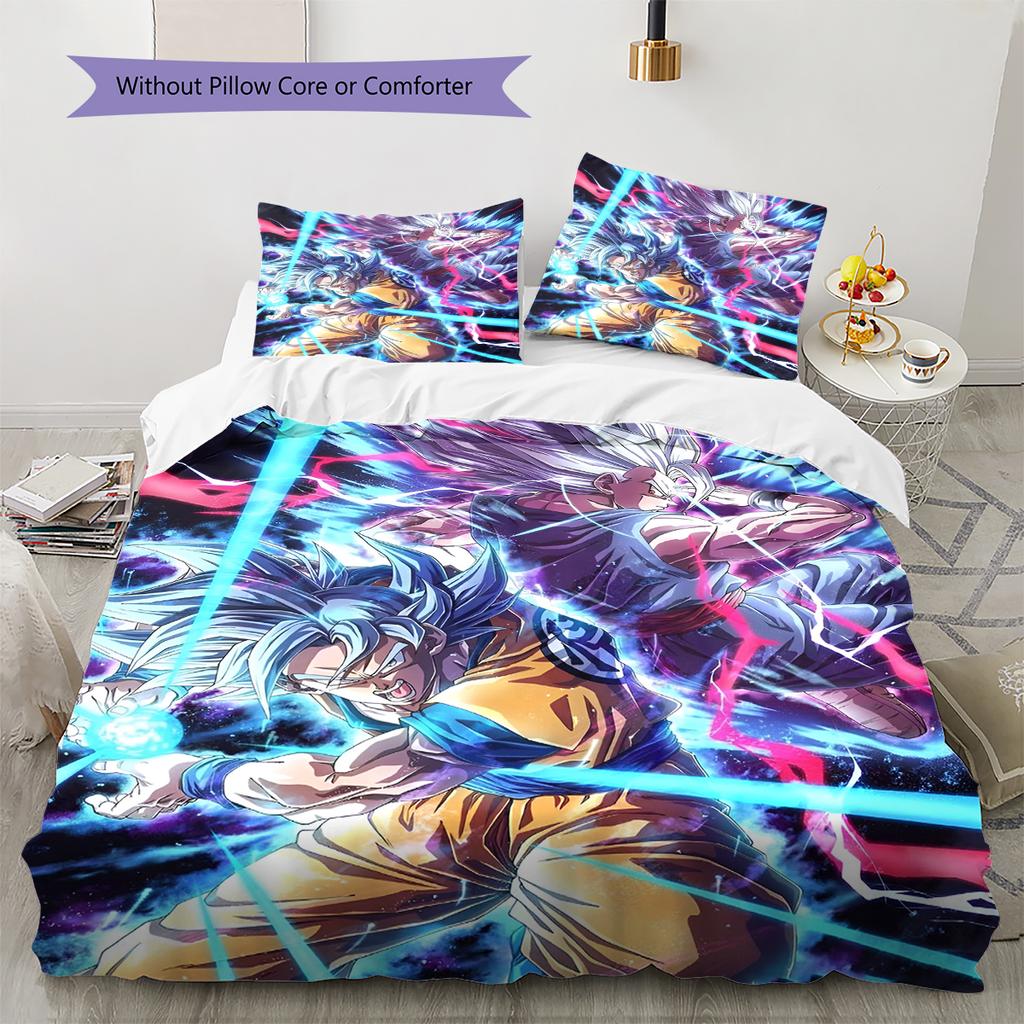 Juego de Ropa de Cama con Estampado de Dibujos Animados Colcha Funda de Colcha Funda de Almohada Decoración del Hogar Regalo de Cumpleaños (1 * funda nórdica + 2 * fundas de almohada, sin núcleo)