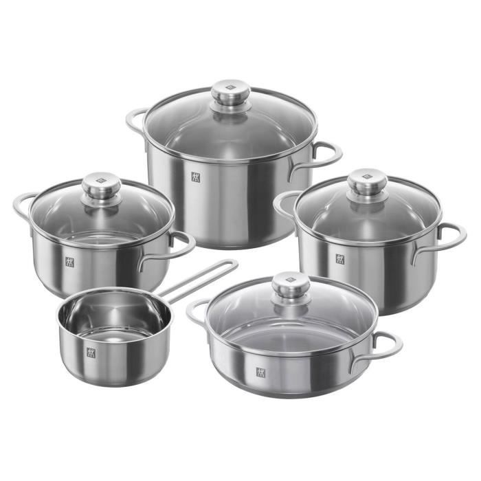 Ensemble De Casseroles - ZWILLING - Twin Nova - Acier Inoxydable - 5 Pièces - Couvercle En Verre