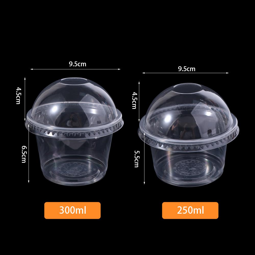50pcs 250/300 ML Disposable Plastic Drink Cups Transparent Yogurt Container Ice Cream Cup Business