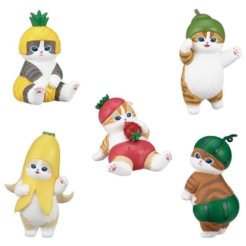 5Pcs Cartoon Cute Cat Doll Figure Toys Creative Fruits Kitten Ornaments Car Mini Ornament Desktop Decoration Holiday Gifts