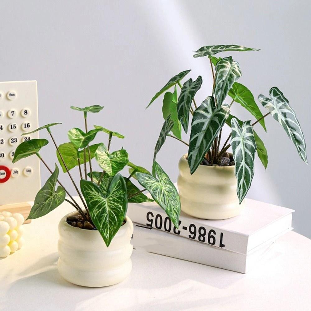 Realistic Artificial Plants Bonsai Elegant Evergreen False Tropical Plants with Ceramic Flowerpot No Watering