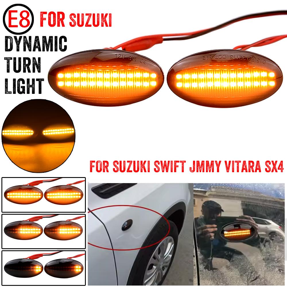 2pcs Dynamic LED Side Marker Turn Signal Lights Indicator Amber Repeater Car Lights For Suzuki Swift Jimmy Vitara SX4Turn Signal 2