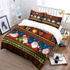 Santa and Christmas Pattern Set Bedding Duvet Cover Set Duvet Cover Pillowcases  (1*Duvet Cover 2*Pillowcases, Without Duvet Insert)