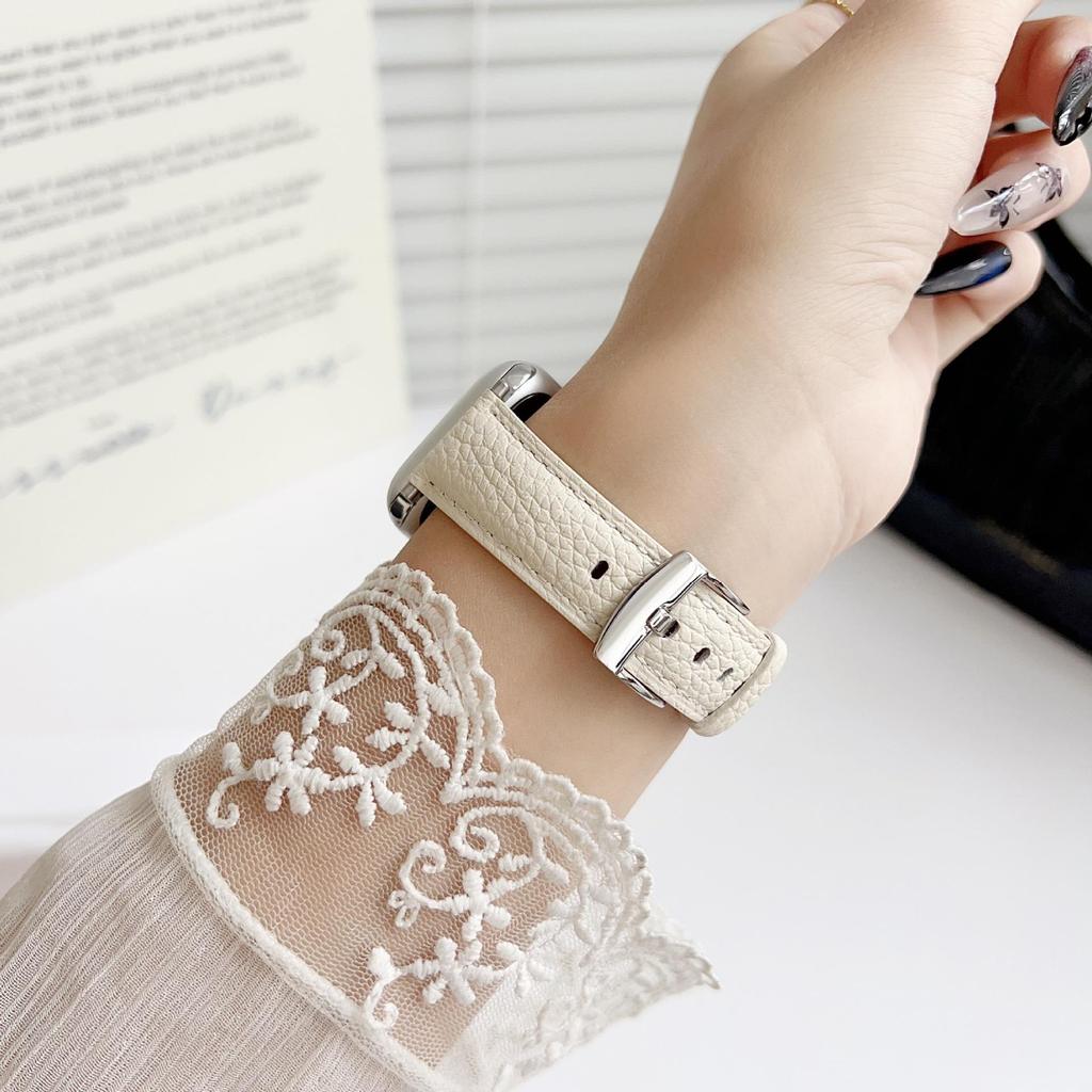 Curea compatibilă din piele pentru Apple Watch S10 - Model litchi, iWatch 9876, SE, Ultra