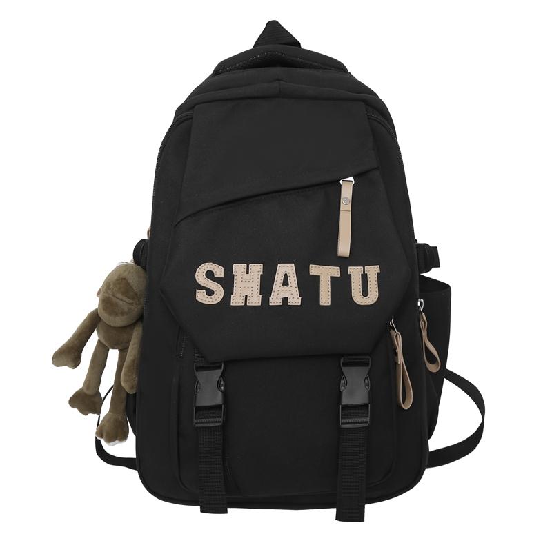 

Мужской школьный рюкзак большой емкости, однотонный женский рюкзак, студенческий компьютерный рюкзак чёрный