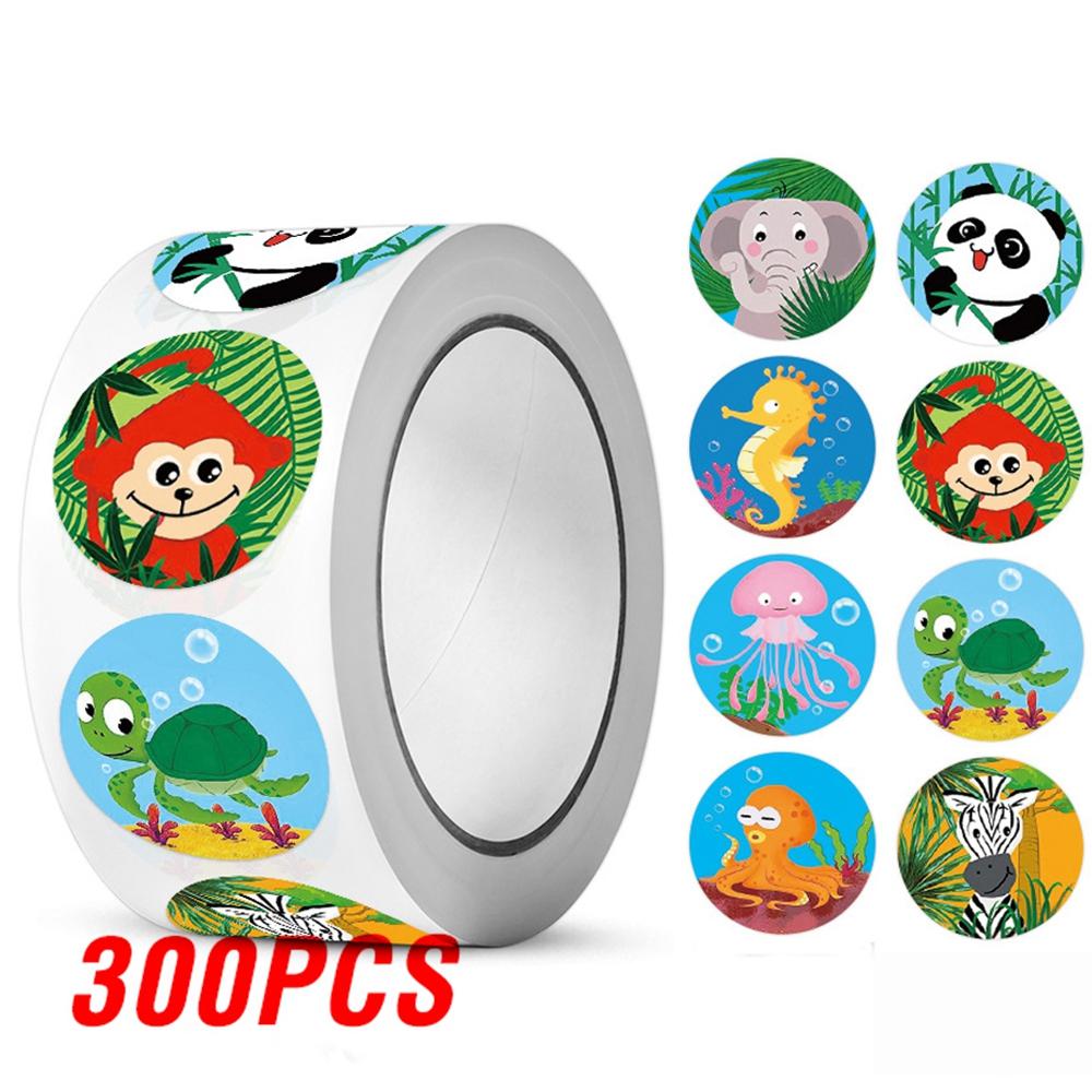 100-500pcs Reward Label Cartoon Animal Sticker Thank You Cute Game Sticker DIY Gift Sealing Label Decoration Supple