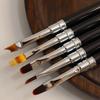 Nail Art Brush Set - 5-Piece with Brown Handles, Copper Tubes, and Nylon Bristles for Blending, Lining, and Gel Polish Painting.