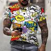 Men's T-shirt 3D Graffiti Print Street Style Personality Hip Hop Harajuku Short-sleeved T-shirt