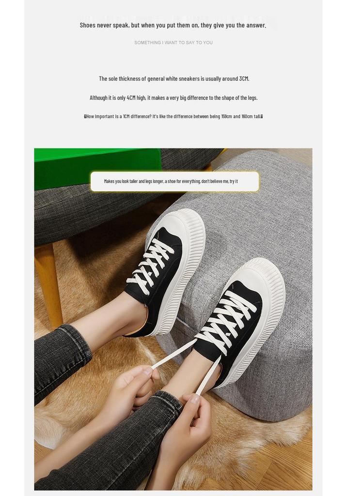 Women's Genuine Leather Thick-Soled White Shoes, Spring 2026 New Arrival, Versatile Platform Sneakers That Slim the Feet.