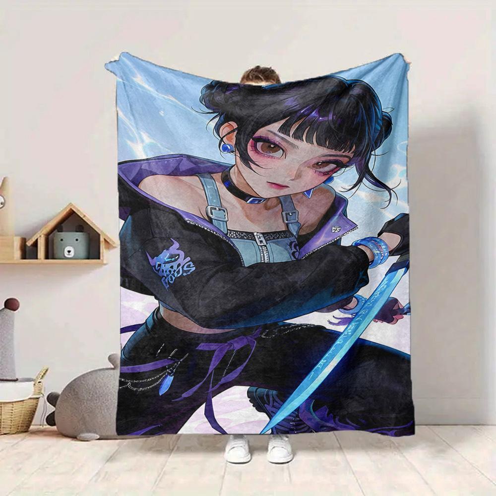 1pc KPop Flannel Throw Blanket HD Printed Lightweight Soft Warm All Season Blanket for Sofa, Bed, Travel, Camping Machine Washable