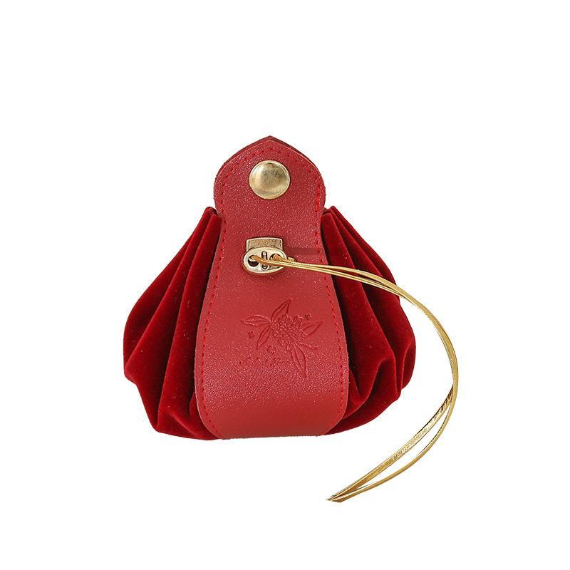 Velvet Drawstring Bag Embossed Floral Fadeless Pattern Jewelry Storage Pouch for Daily Trinket Candy Holding