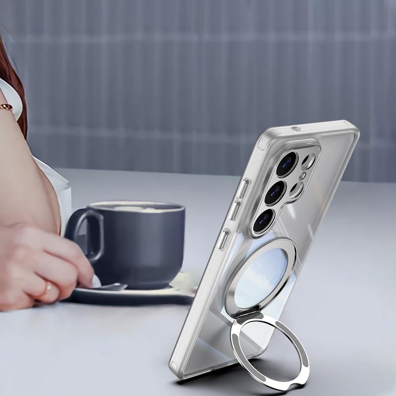 Coque Étui avec Support Anneau Magnétique Pour Samsung Galaxy A57 A37 A17 A56 A36 A26 A16 A06 5G S23 S24 Plus S25 FE Edge S26 Ultra Hybride TPU+PC Coque Arrière Transparente