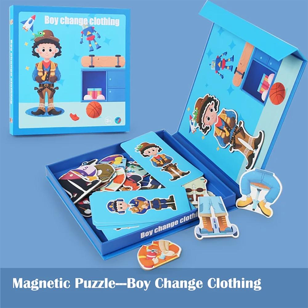 Non-Toxic Magnetic Puzzle Children Face Dress Up Game Book Shaped S.T.E.M. Montessori Toys Learning Educational Gift For Ages 3+