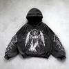 Purple Inferno Dragon Graphic Hoodie Women Oversized Vintage Goth Streetwear Long Sleeve Pullover Sweatshirt Gothic Casual Daily Outfit Harajuku Style