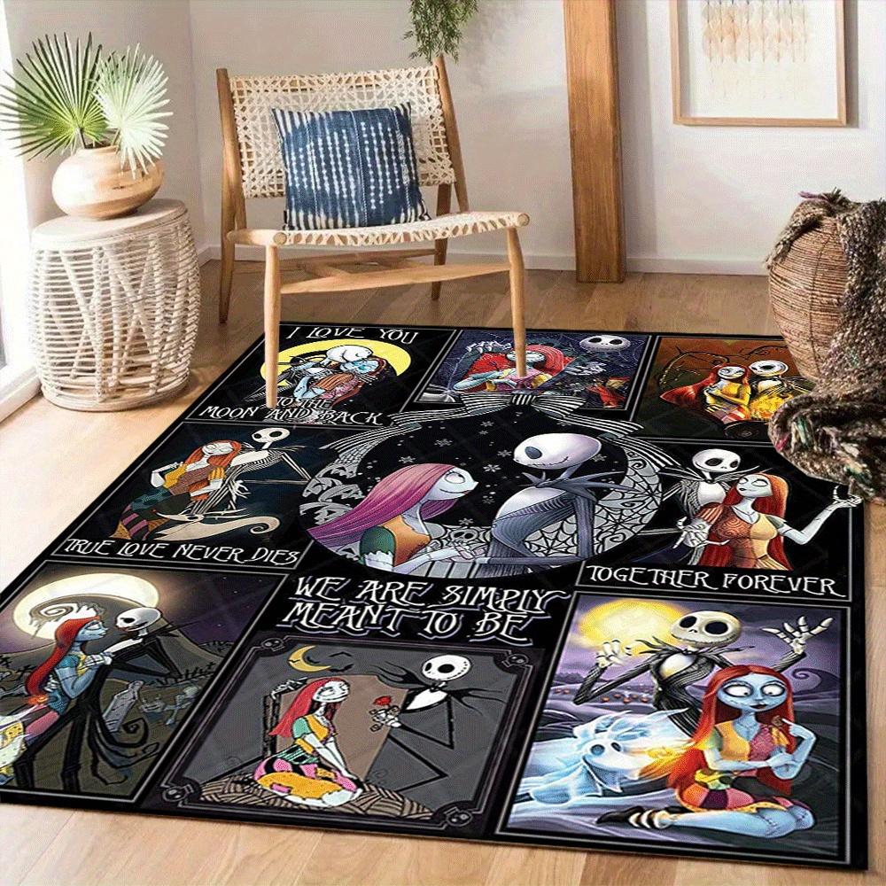 1pc The Nightmare Before Christmas Carpet Area Rug, Bedroom, and Playroom Durable, Stain-Resistant, and Easy To Clean, Living Room