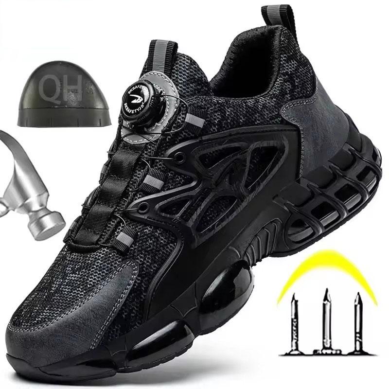 Otočný knoflík Nová bezpečnostní obuv Muži Protirozbití Pracovní obuv Proti propíchnutí Móda Muži Sportovní obuv Bezpečnostní Ochranná obuv Muži