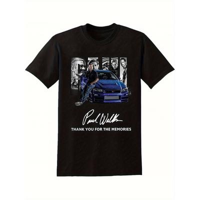 Camiseta de Algodón Retro Homenaje a Paul Walker Streetwear Suave Unisex para Fan Alta Calidad Top de Algodón de Manga Corta para el Día a Día