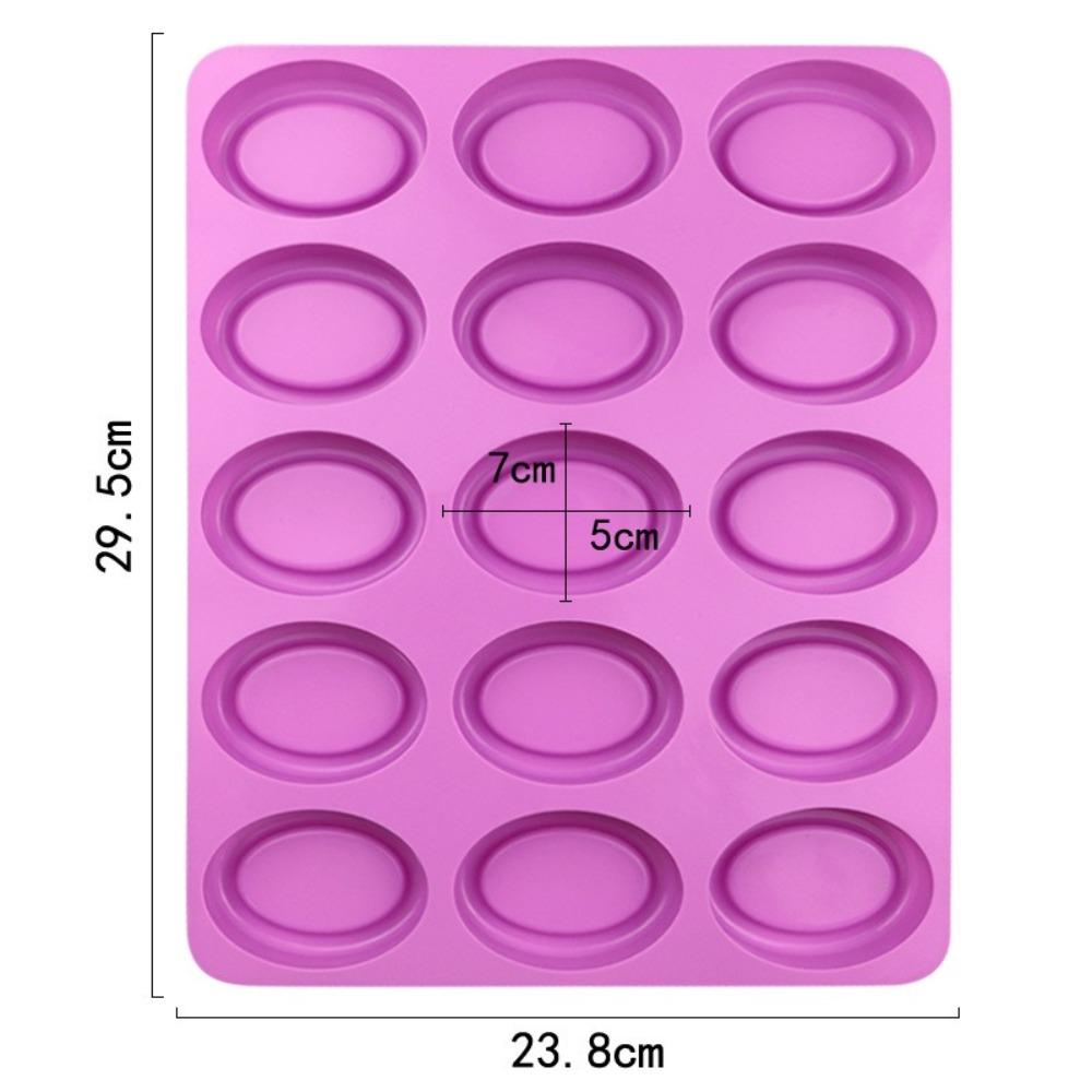 New Soft Silicone Oval Soap Molds 15 Cavity Soft Candle Mould Handmade Easy Release Cake Baking Tray for Pudding Chocolate