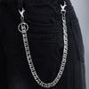 American Retro Bright Silver Metal Single Layer Jeans Chain Hip Hop Punk Style Waist Chain Men And Women Trendy Cool Personality Waist Accessories