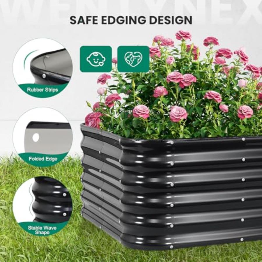 5×3×1.4FT Galvanized Raised Garden Bed Outdoor Metal Raised Garden Bed Kit Large Planter Raised Beds 4 In1 Modular Raised Plant