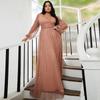 Cross-Border Foreign Trade Amazon European and American Plus-Size Women's Long Luxury Evening Dress for Weddings, Parties, and Banquets