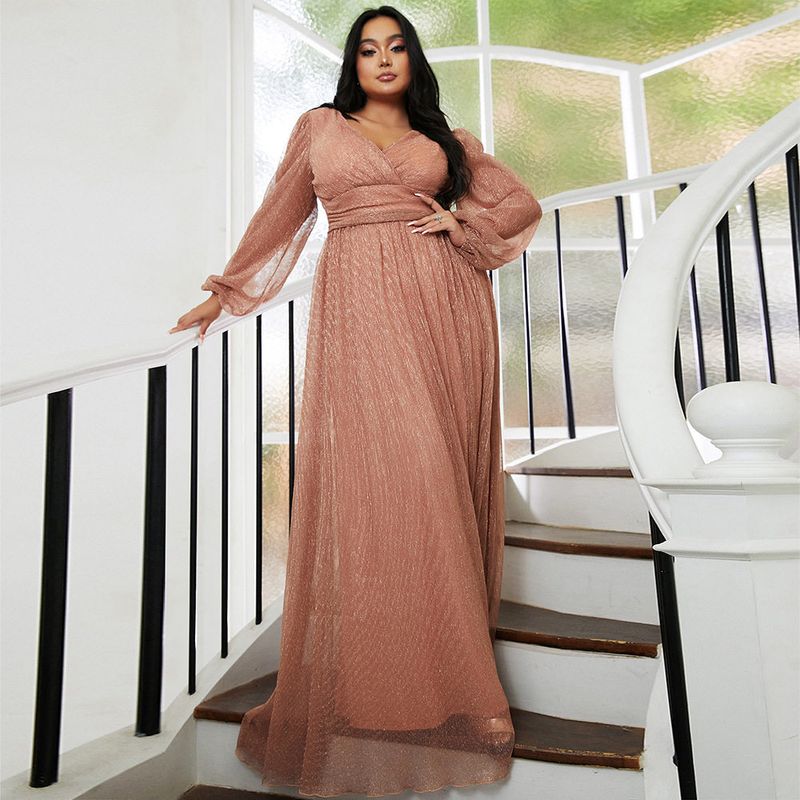 Cross-Border Foreign Trade Amazon European and American Plus-Size Women's Long Luxury Evening Dress for Weddings, Parties, and Banquets