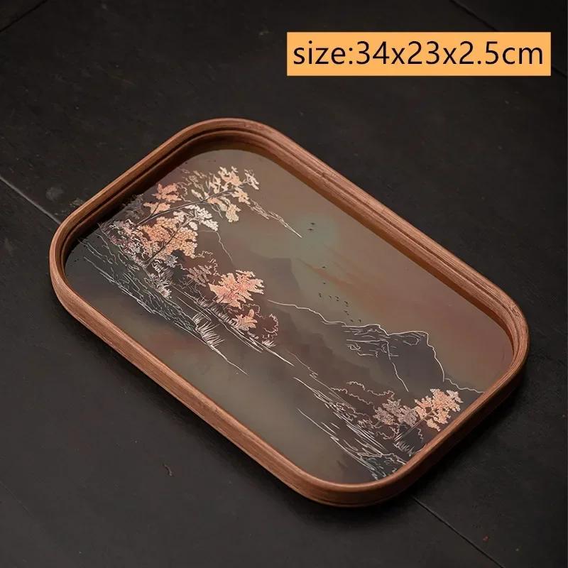 Chinese Glass Bamboo Dry Tea Tray Teapot Teacup Mat Storage Tray Pot Bearing Small Tea Table Household Tea Set Accessories