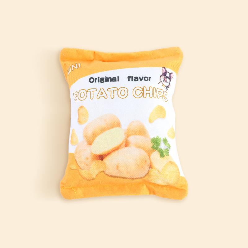 

New Dog Teething Toys, Pet Paper Noise Toys, Cat Teasing Plush Potato Chips Simulation Tear-resistant Toys жовтий