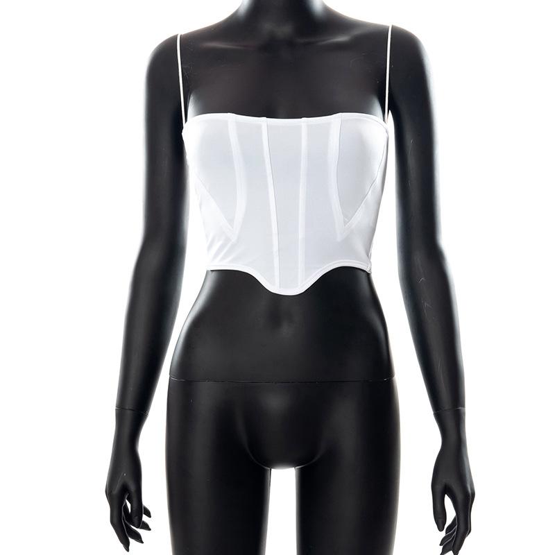 Spaghetti Strap Top Fashion Off Shoulder Sleeveless Solid Color Backless Basic Camisole