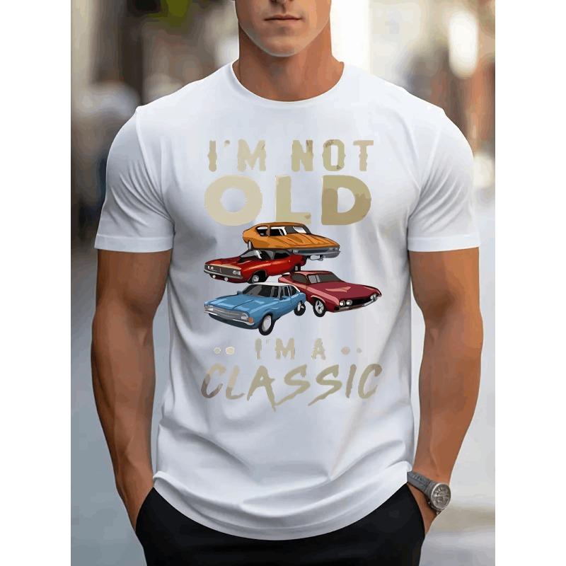 European Sizes Classic Graphic Print T-Shirt For Men Casual Short Sleeve Tee - Comfortable Crew Neck, Men's Soft Adorable Tees Tops