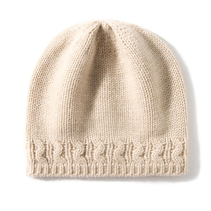 Cashmere Autumn and Winter New Unisex High End Solid Color Lightning Edge Knitted Thickened Warm Baotou Hat