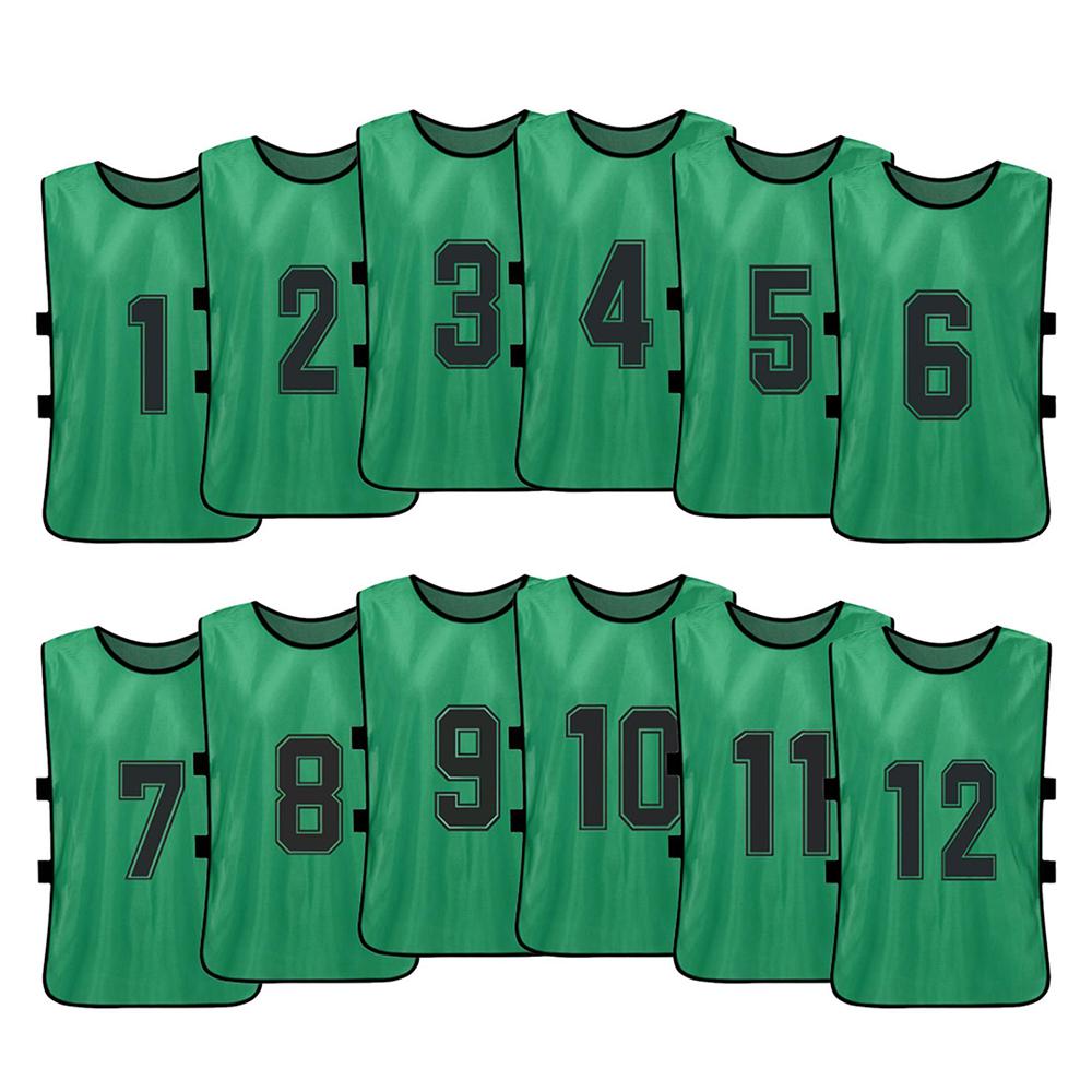 

Sports Pinnies 12 PCS Adult and Children Basketball and Football Digital Quick-Dry Training Suits and Sports Vests Children (M) зелёный