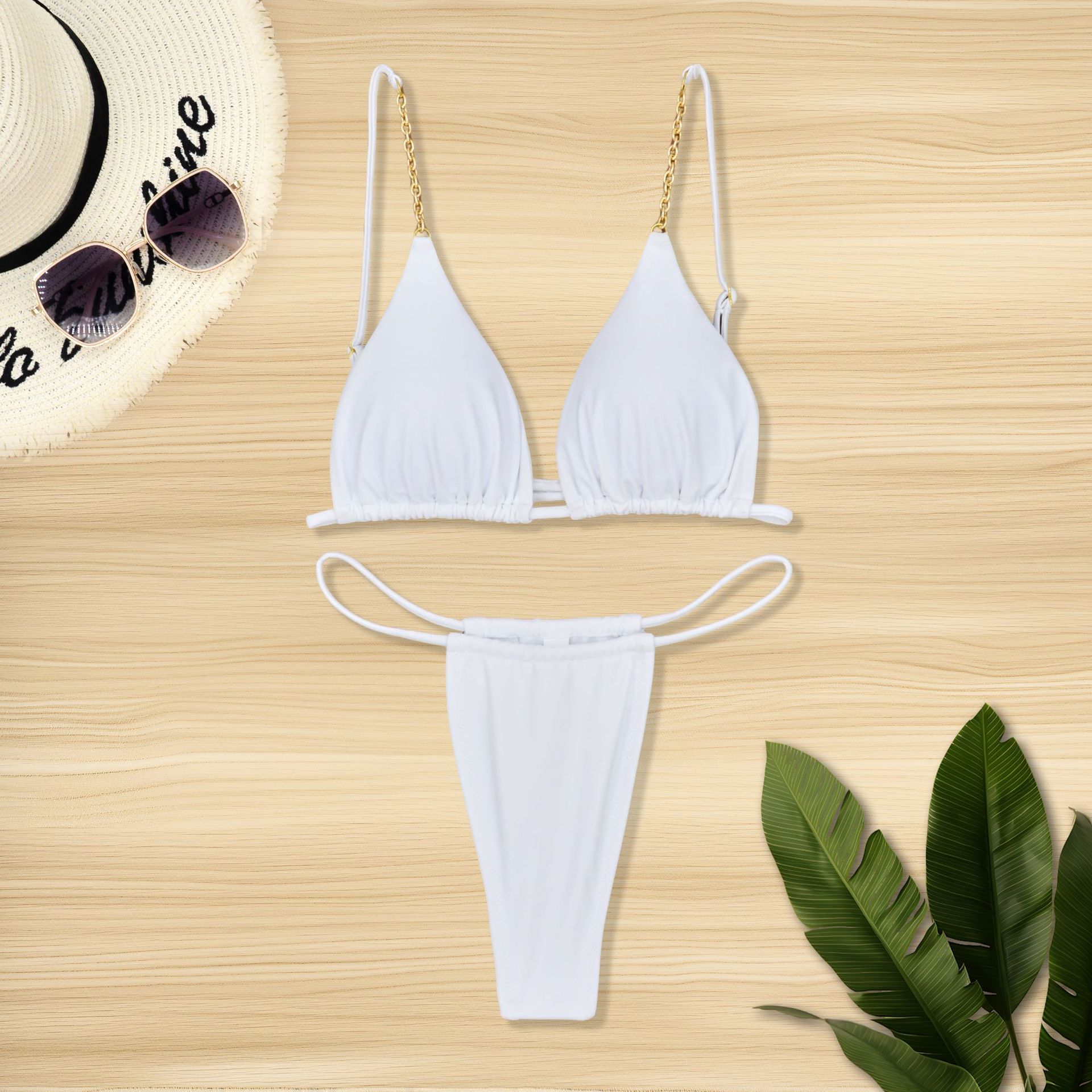 

Новый нейлоновый однотонный трехточечный бикини новый XL белый