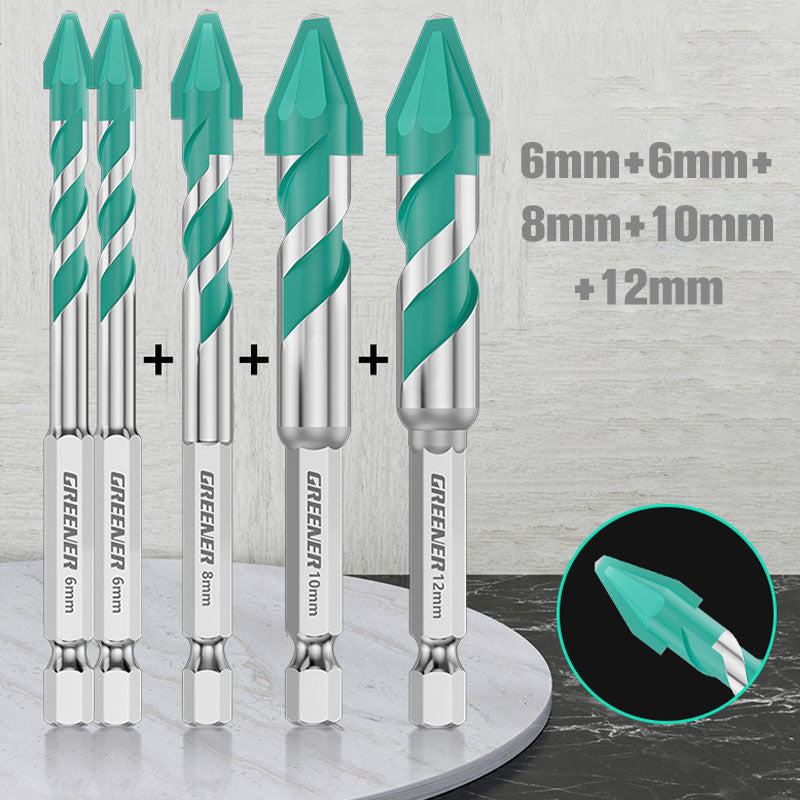 Eccentric Twist Drill Bit 5/6 Pcs High-Strength Drill Bits Sets 6mm/8mm/10mm/12mm Metal Twist Drill Bits for Glass/Tile/Wood