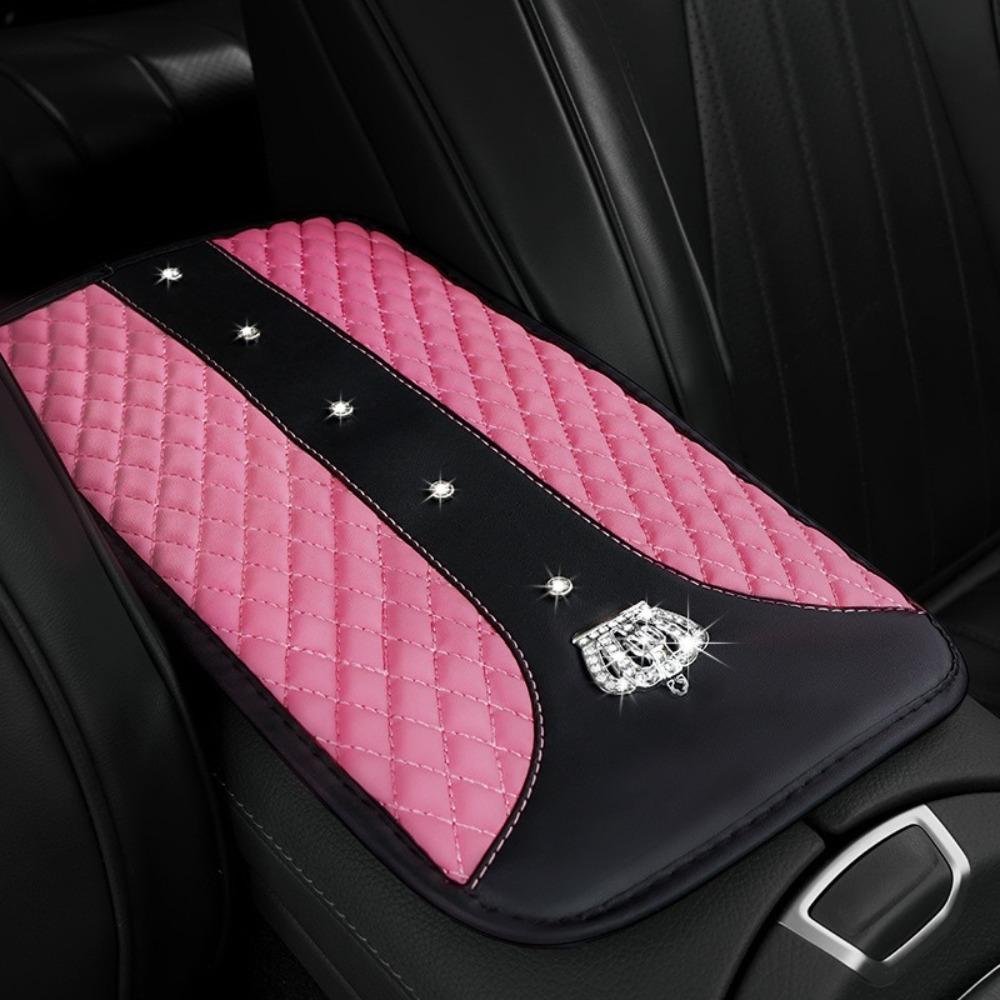 

Подушка подлокотника из искусственной кожи для автомобиля, мягкий коврик для консольного бокса, новый чехол для подлокотника розовый