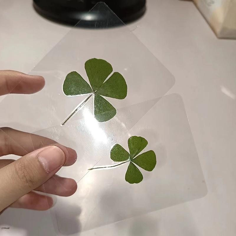 1/5/10Pcs Lucky Clover Postcards Natural Grass Transparent Wishing Cards For Bookmarks