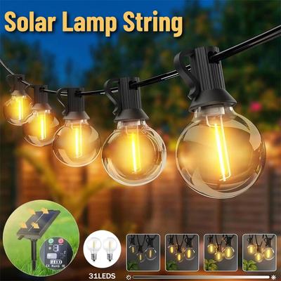 Guirnaldas de Luces Solares para Exterior Guirnalda de Bombillas Globo Solar Luces Colgantes para Patio Impermeables Decoración para Jardín Pérgola Bistro Terraza Decoraciones Navideñas