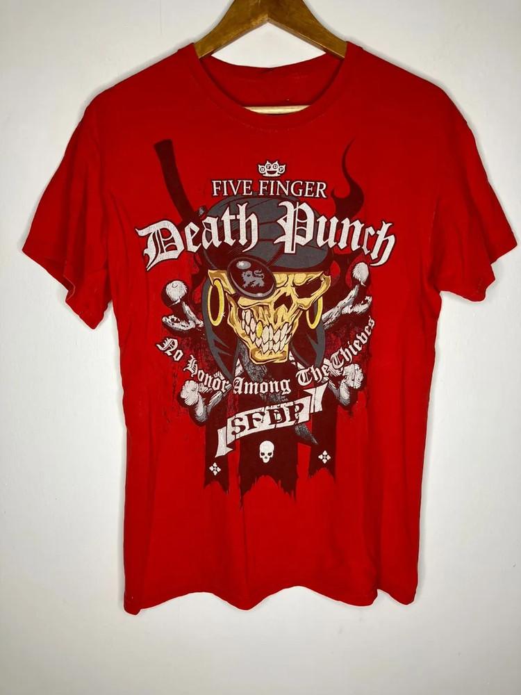 Vtg Pětiprstý Smrtící Úder Kapela Bavlna Červená Plná Velikost Pánské Dámské Tričko Unisex Tričko