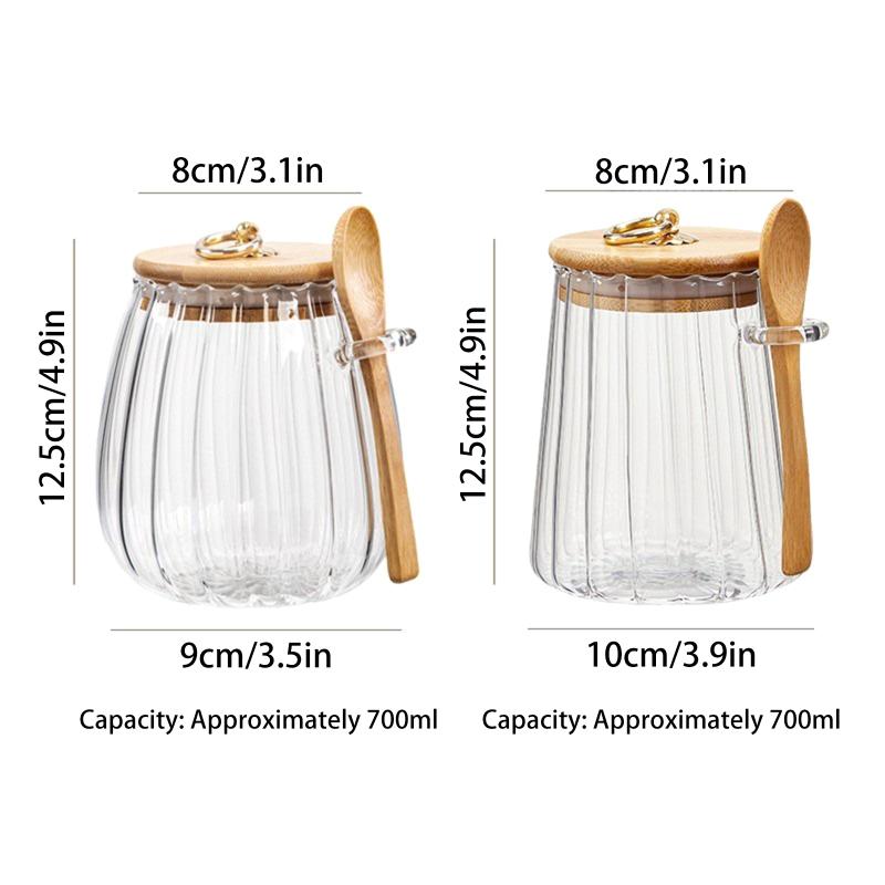 Contenants Alimentaires Hermétiques Pots de Stockage Pot en Verre avec Couvercle et Cuillère Boîte Scellée Boîtes à Sucre Thé Pots à Café Hermétiques Cuisine
